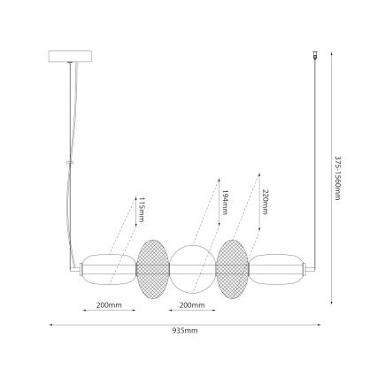  Κρεμαστό φωτιστικό οροφής LED ARAME LED/32W/230V μαύρο