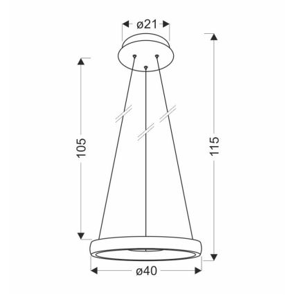  Κρεμαστό φωτιστικό οροφής LED HASHIM LED/22W/230V διάμετρος 40 cm χαλκός