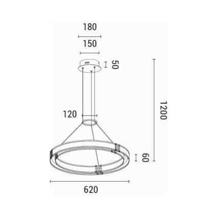  Κρεμαστό φωτιστικό οροφής LED LED/33W/230V 3000K 62x120 cm