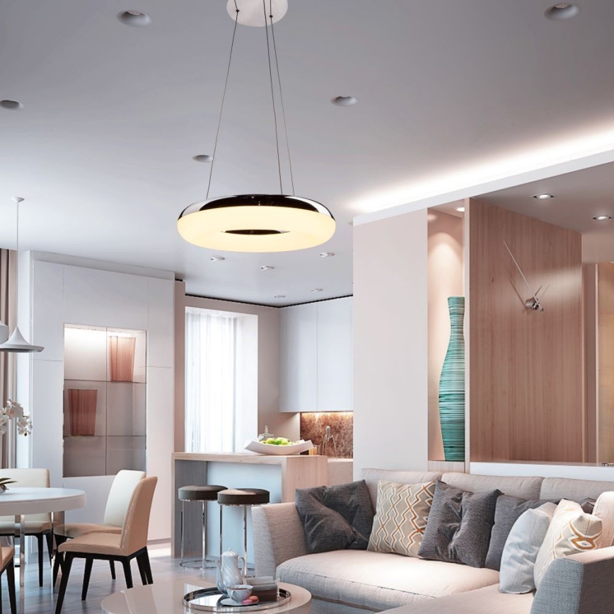  Κρεμαστό φωτιστικό οροφής LED LED/40W/230V 3000K διάμετρος 40 cm γυαλιστερό χρώμιο