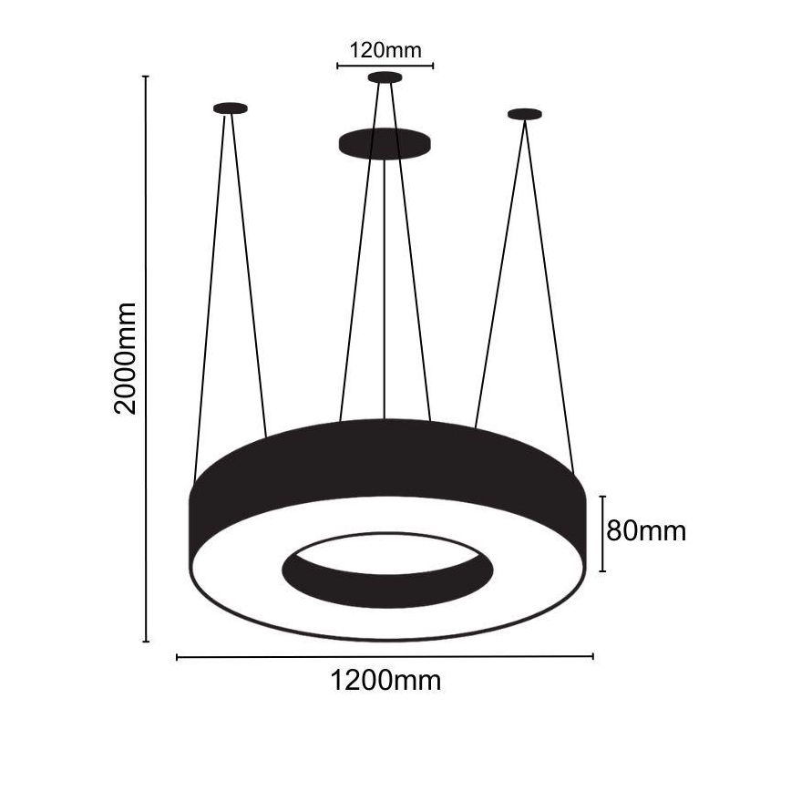  Κρεμαστό φωτιστικό οροφής LED LED/60W/230V 4000K διάμετρος 120 cm μαύρο