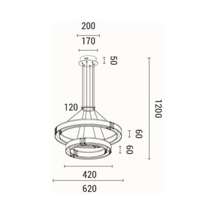  Κρεμαστό φωτιστικό οροφής LED LED/62W/230V 3000K 62x120 cm