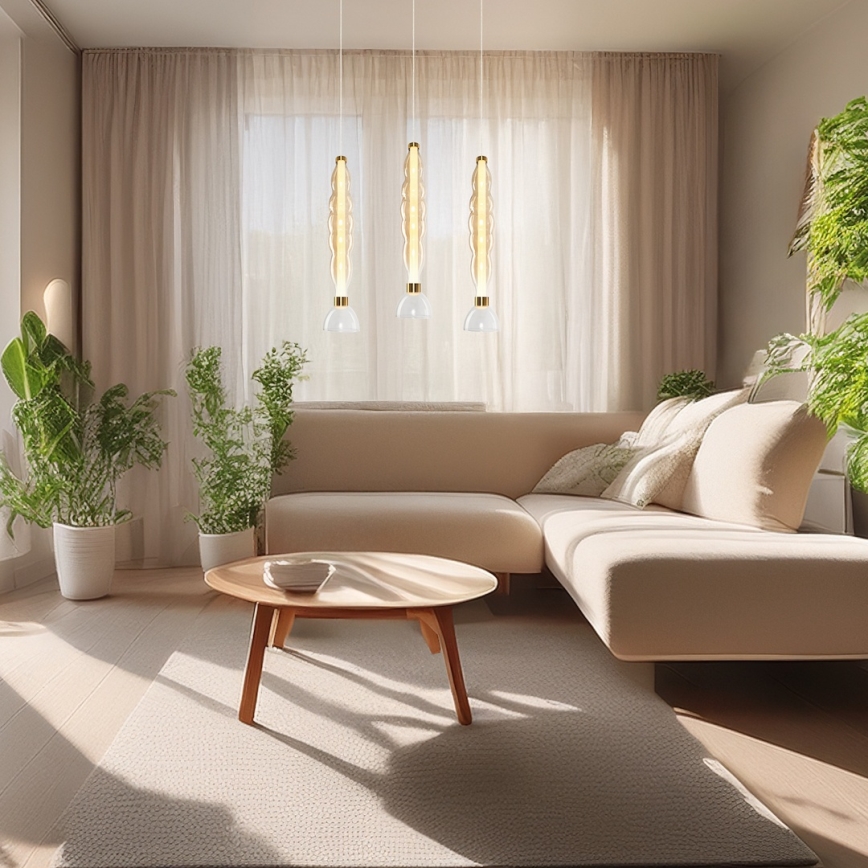  Κρεμαστό φωτιστικό οροφής LED LUCCO LED/18W/230V διάμετρος 15 cm χρυσό