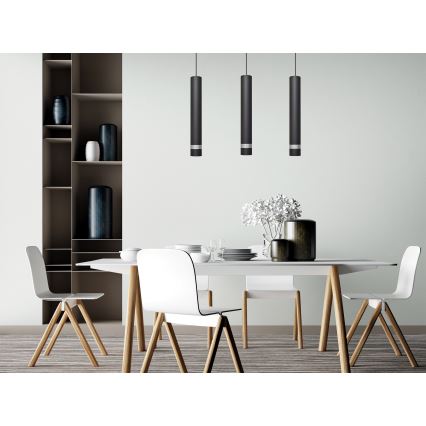  Κρεμαστό φωτιστικό οροφής LED TUBA 3xGU10/4,8W/230V μαύρο/γυαλιστερό χρώμιο