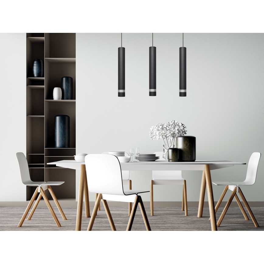  Κρεμαστό φωτιστικό οροφής LED TUBA 3xGU10/4,8W/230V μαύρο/γυαλιστερό χρώμιο