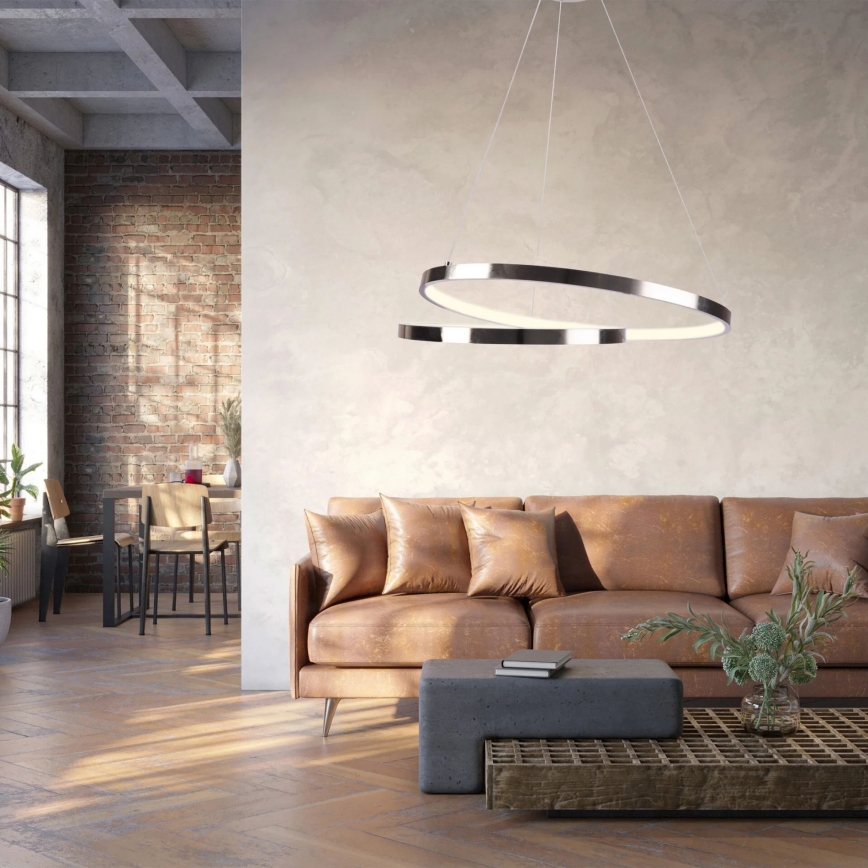  Κρεμαστό φωτιστικό οροφής LED ZEFIRA LED/40W/230V 4000K διάμετρος 50 cm γυαλιστερό χρώμιο