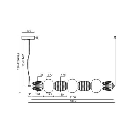  Κρεμαστό φωτιστικό οροφής LED CARO LED/42W/230V γυαλιστερό χρώμιο