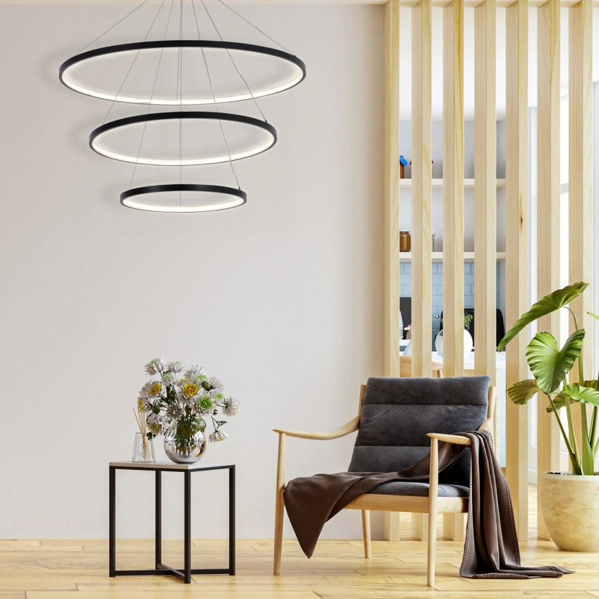  Κρεμαστό φωτιστικό οροφής LED LEA LED/60W/230V 4000K διάμετρος 80 cm μαύρο