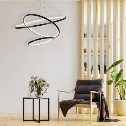  Κρεμαστό φωτιστικό οροφής LED LEA LED/60W/230V 4000K διάμετρος 80 cm μαύρο