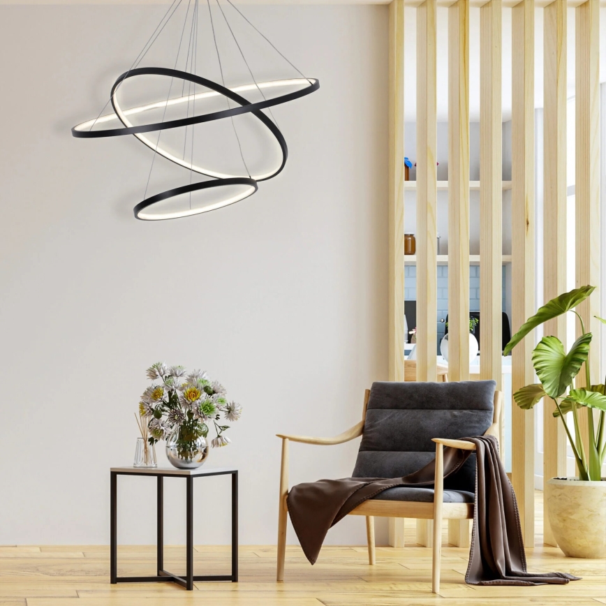  Κρεμαστό φωτιστικό οροφής LED LEA LED/60W/230V 4000K διάμετρος 80 cm μαύρο