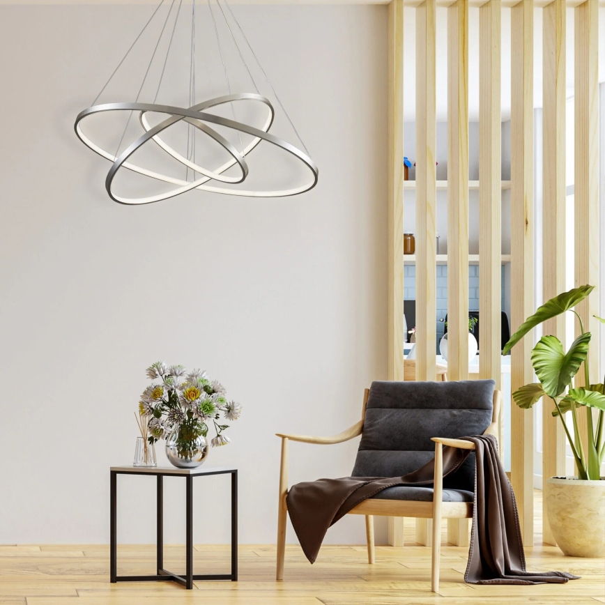  Κρεμαστό φωτιστικό οροφής LED LEA LED/60W/230V 4000K διάμετρος 80 cm ματ χρώμιο