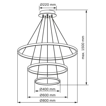  Κρεμαστό φωτιστικό οροφής LED LEA LED/60W/230V 4000K διάμετρος 80 cm ματ χρώμιο