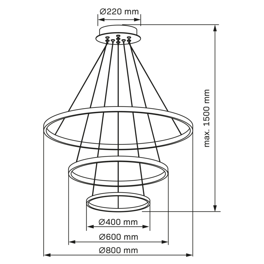  Κρεμαστό φωτιστικό οροφής LED LEA LED/60W/230V 4000K διάμετρος 80 cm ματ χρώμιο