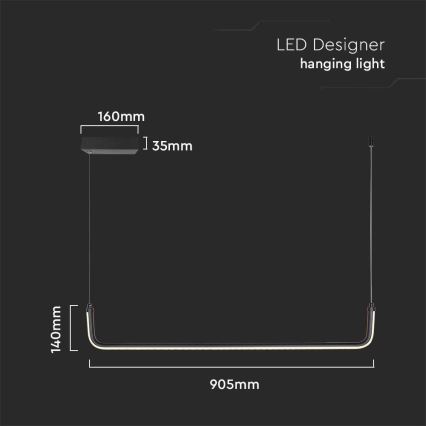  Κρεμαστό φωτιστικό οροφής LED LED/12W/230V 4000K 90 cm μαύρο
