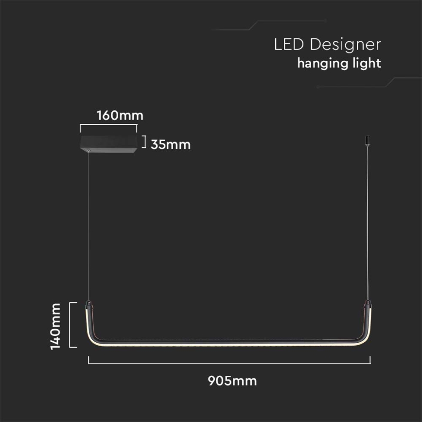  Κρεμαστό φωτιστικό οροφής LED LED/12W/230V 4000K 90 cm μαύρο