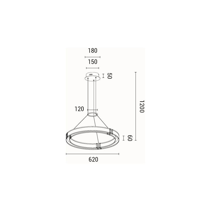  Κρεμαστό φωτιστικό οροφής LED LED/33W/230V 3000K 62x120 cm