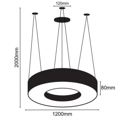  Κρεμαστό φωτιστικό οροφής LED LED/60W/230V 4000K διάμετρος 120 cm μαύρο