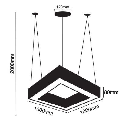  Κρεμαστό φωτιστικό οροφής LED LED/70W/230V 4000K 100x100 cm μαύρο