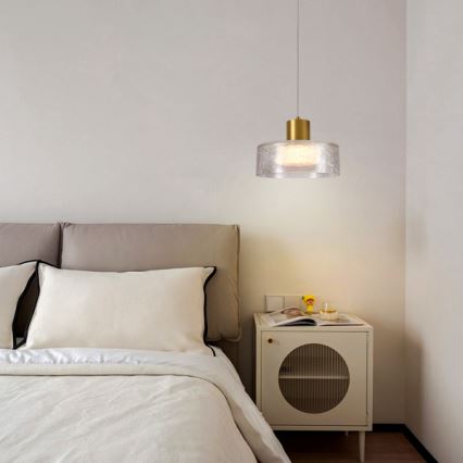  Κρεμαστό φωτιστικό οροφής LED LED/8W/230V 3000K χρυσό/διαφανές pr. 20 cm