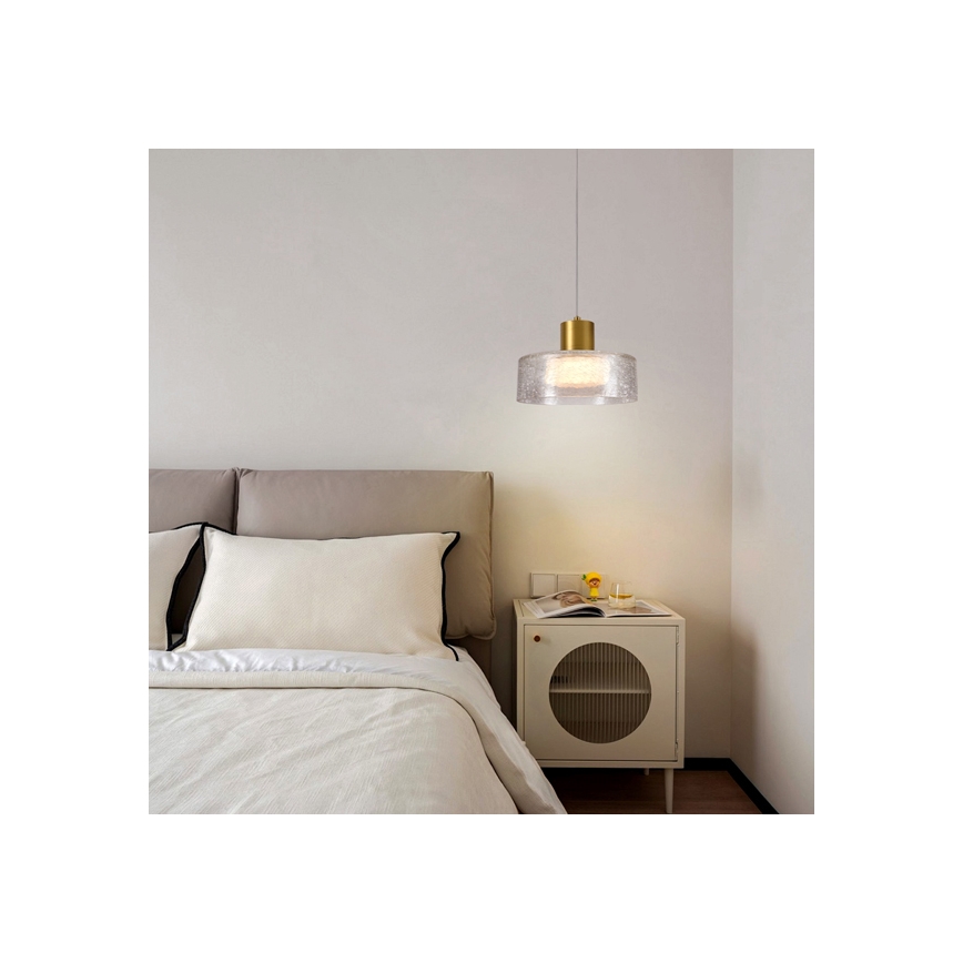  Κρεμαστό φωτιστικό οροφής LED LED/8W/230V 3000K χρυσό/διαφανές pr. 20 cm