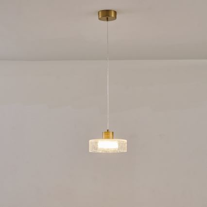  Κρεμαστό φωτιστικό οροφής LED LED/8W/230V 3000K χρυσό/διαφανές pr. 20 cm