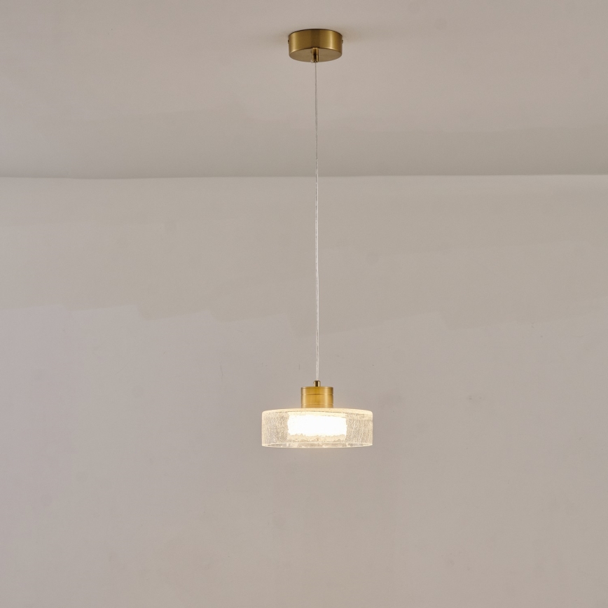  Κρεμαστό φωτιστικό οροφής LED LED/8W/230V 3000K χρυσό/διαφανές pr. 20 cm