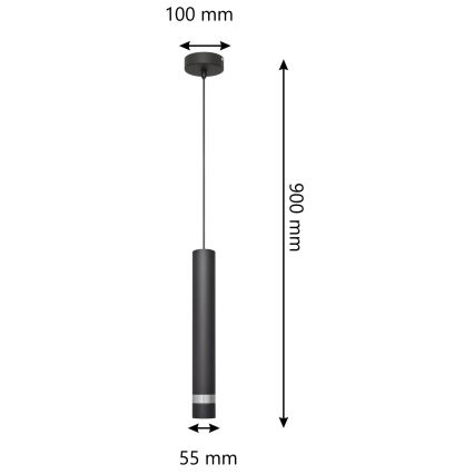  Κρεμαστό φωτιστικό οροφής LED TUBA 1xGU10/4,8W/230V μαύρο/γυαλιστερό χρώμιο