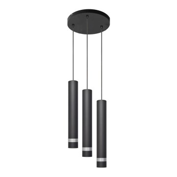  Κρεμαστό φωτιστικό οροφής LED TUBA 3xGU10/4,8W/230V μαύρο/γυαλιστερό χρώμιο