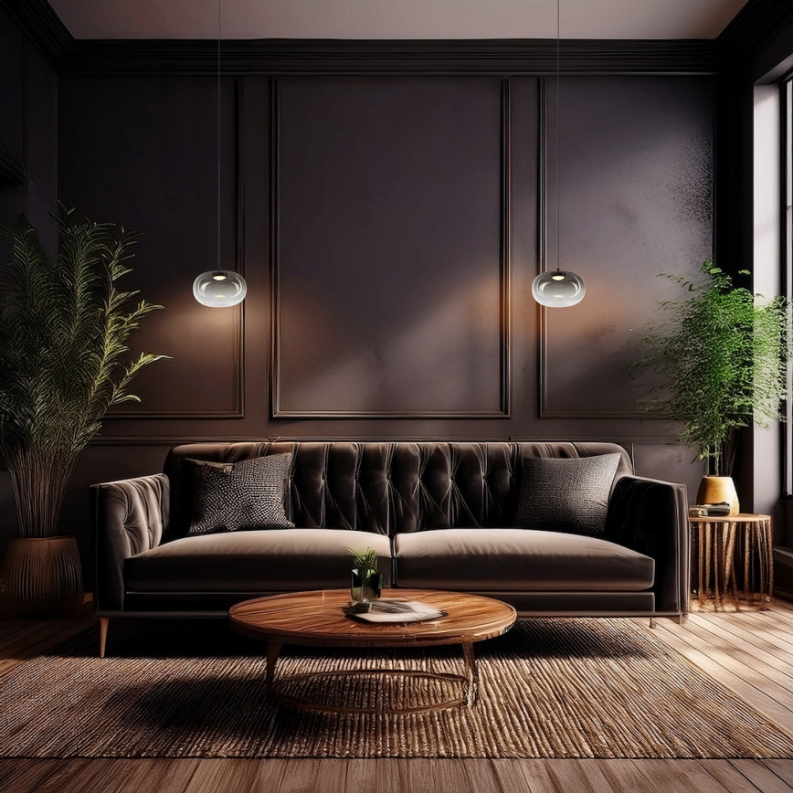  Κρεμαστό φωτιστικό οροφής LED VASO LED/4W/230V διάμετρος 18 cm μαύρο/φιμέ