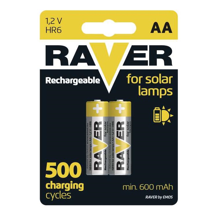 2 τμχ Επαναφορτιζόμενη μπαταρία AA RAVER NiMH/1,2V/600 mAh