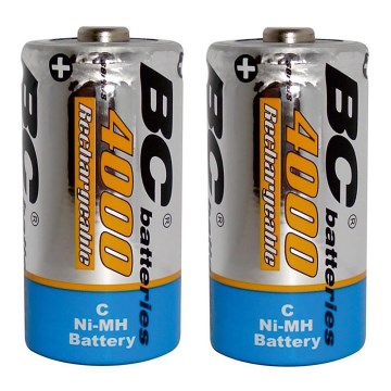 2 τμχ Επαναφορτιζόμενη μπαταρία NiMH C 4000 mAh 1,2V