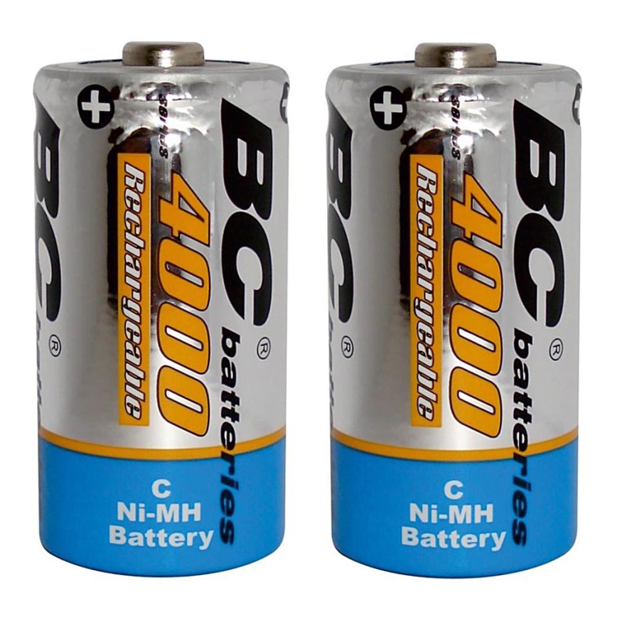 2 τμχ Επαναφορτιζόμενη μπαταρία NiMH C 4000 mAh 1,2V