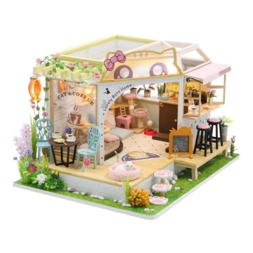 2Kids Toys - Παιδικό παιχνίδι σπιτάκι Cat cafe με κήπο 2xAAA