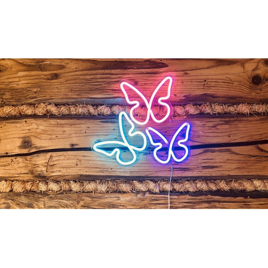 2Kids Toys - LED Διακοσμητικό φωτιστικό τοίχου Neon LED/5W/USB πεταλούδες