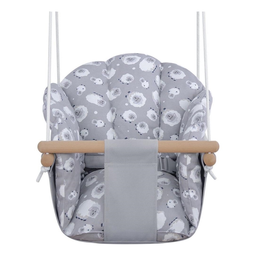 2Kids Toys - Παιδική κούνια υφασμάτινη γκρι/οξιά