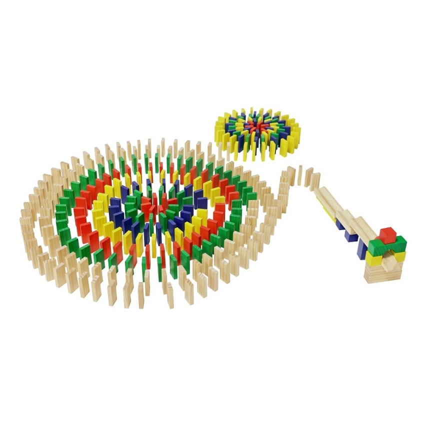 2Kids Toys - Ξύλινο πολύχρωμο ντόμινο, 400 τεμάχια