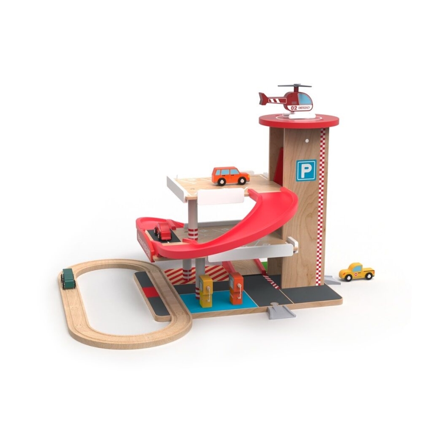 2Kids Toys - Ξύλινο γκαράζ με ράγες τρένου