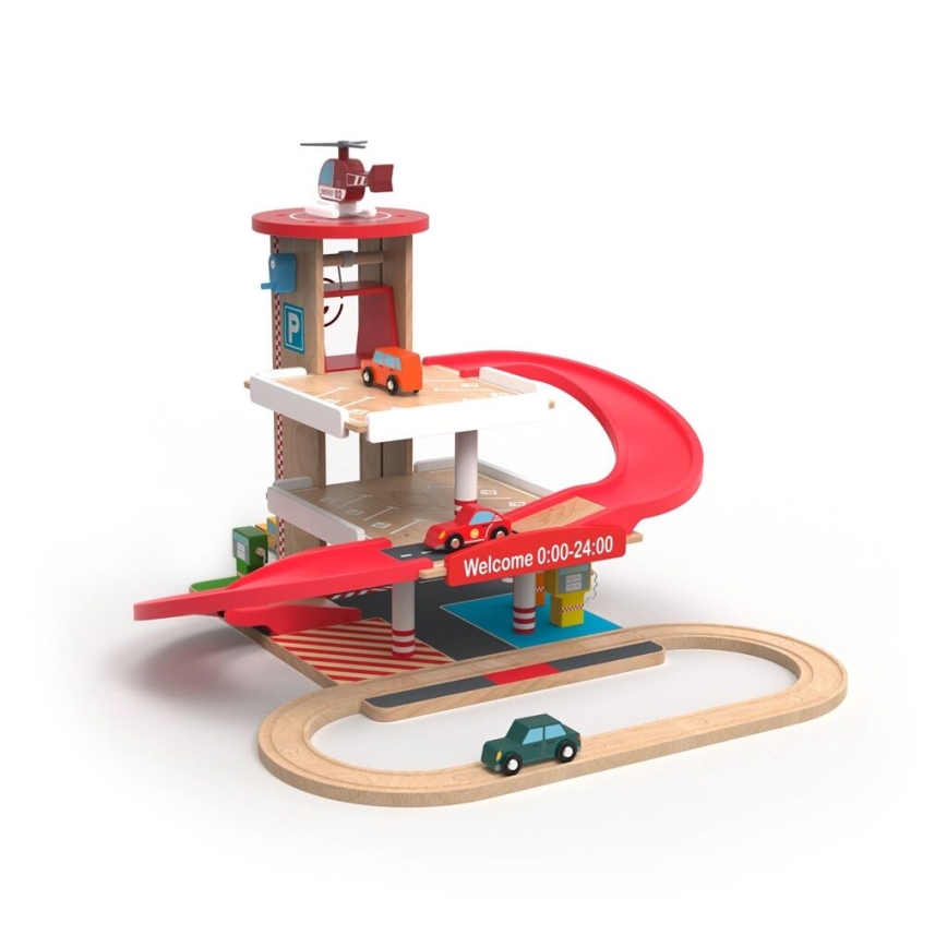 2Kids Toys - Ξύλινο γκαράζ με ράγες τρένου