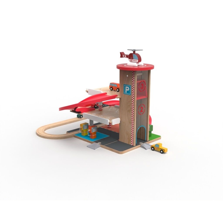 2Kids Toys - Ξύλινο γκαράζ με ράγες τρένου