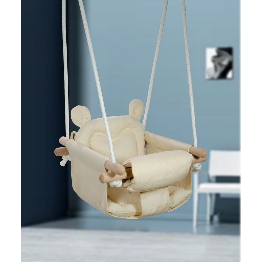 2Kids Toys - Παιδική κούνια υφασμάτινη κρεμ/οξιά