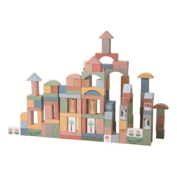 2Kids Toys - Τουβλάκια ξύλινα Σαφάρι με ζώα 120 τμχ