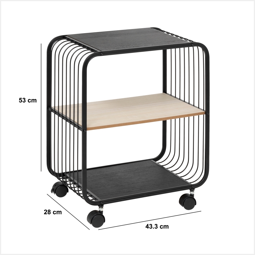 5five - Τραπεζάκι σερβιρίσματος/κινητό ράφι COLGE 53x43 cm μαύρο/μπεζ
