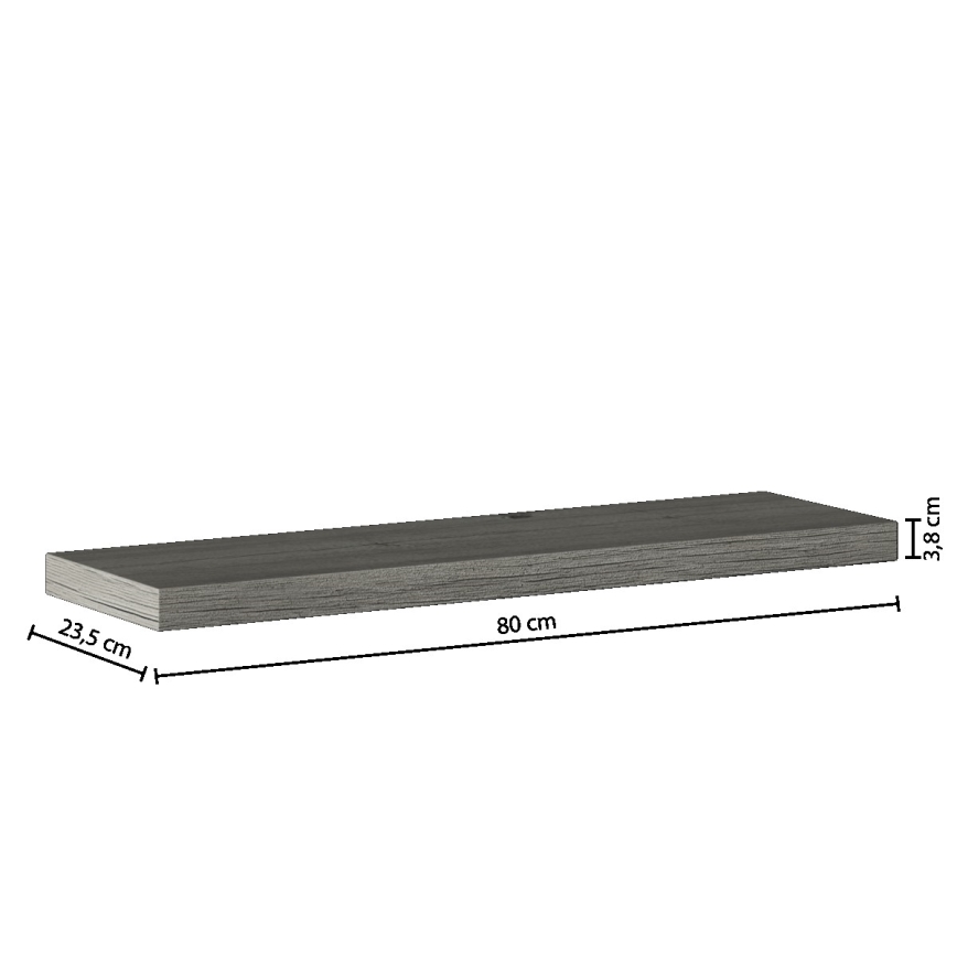 5five - Επιτοίχιο ράφι HYLE 80x24 cm σε απόχρωση γκρι δρυός