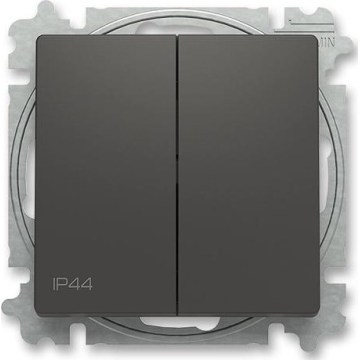 ABB 3559T-A52940237 - Διπλός διακόπτης σκάλας χωρίς πλαίσιο αρ. 6+6 ZONI IP44 μαύρος