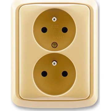 ABB 5512A-2349 D - Διπλή επιτοίχια πρίζα με πλαίσιο TANGO 250V μπεζ