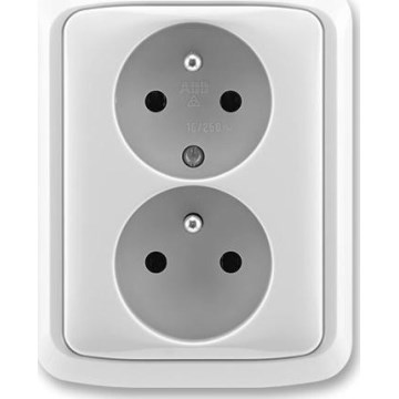 ABB 5512A-2349 S - Διπλή οικιακή πρίζα με πλαίσιο TANGO 250V γκρίζα