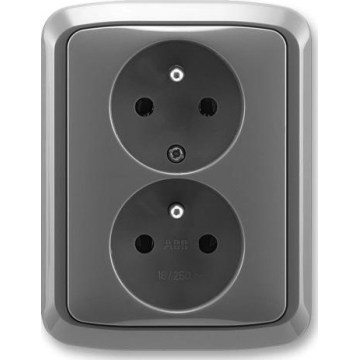 ABB 5512A-2349 S2 - Διπλή οικιακή πρίζα με πλαίσιο TANGO 250V σκούρο γκρι