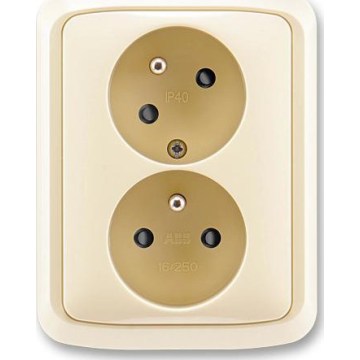ABB 5513A-C02357 C - Διπλή οικιακή πρίζα με πλαίσιο TANGO 250V ελεφαντόδοντο