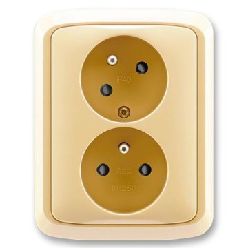ABB 5513A-C02357 D - Διπλή οικιακή πρίζα με πλαίσιο TANGO 250V μπεζ
