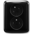 ABB 5513A-C02357 N - Διπλή πρίζα τοίχου με πλαίσιο TANGO 250V μαύρη